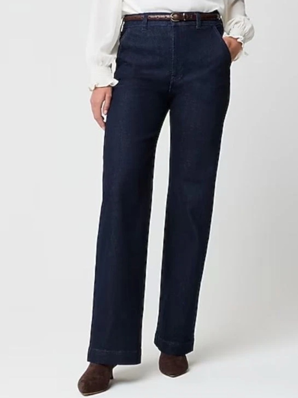 J. Crew High Rise Dark Wash Trouser Jeans, 34 Petite